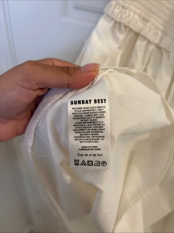Sunday Best White Smocked Puff Sleeve Mini Dress Size S - Image 4