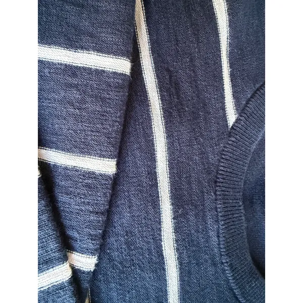 Banana Republic Breton Striped Cotton Sweater Large Navy White Coastal Preppy - Image 6