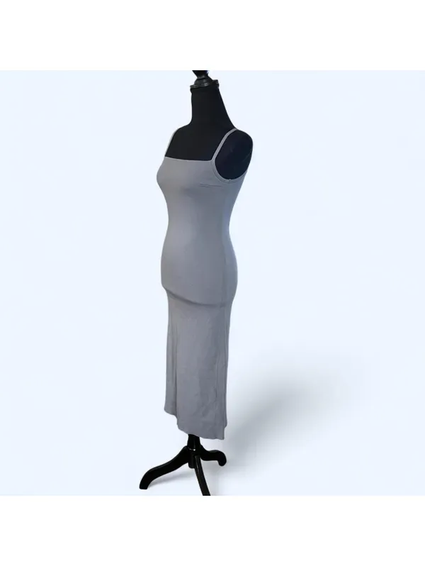 Zara vintage Y2K gray midi dress minimalist fitted slip dress Size Small - Image 5