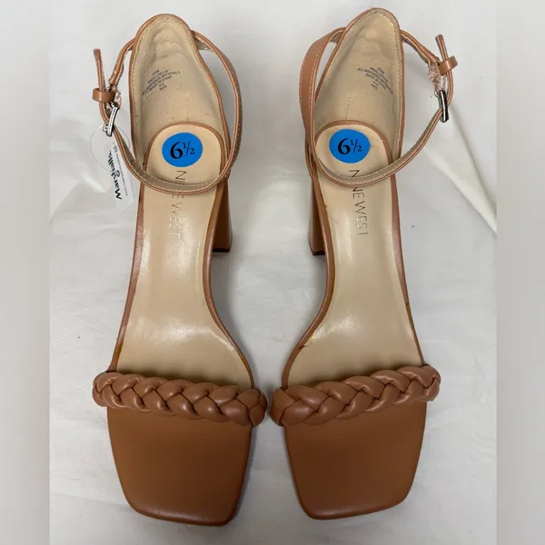 Nine West Allha 3 Braided Strap Chunky Heels in Macaroon Tan 6.5 - Image 7