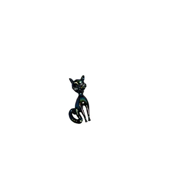 IRIDESCENT CAT Brooch Mid Century Modern brooch Carnival Pin Jewelry 50’s/60’s - Image 5