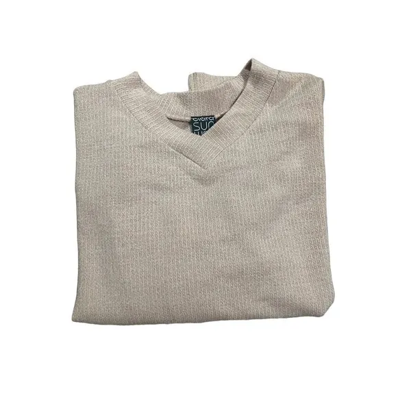 Clara Sun Woo ‎ light pink Vneck sweater sz small split hem ribbed knit - Image 4