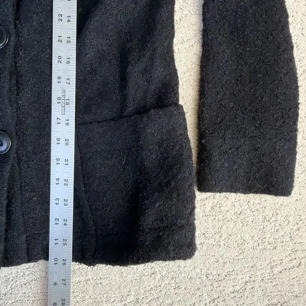 Women's FLAX Size Small Black‎ Button Cardigan Jacket Blazer - Image 5