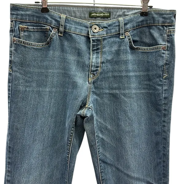 Eddie Bauer Straight Leg Stretch Denim Mid Rise Womens 10 or 30 Waist Blue Jeans - Image 4