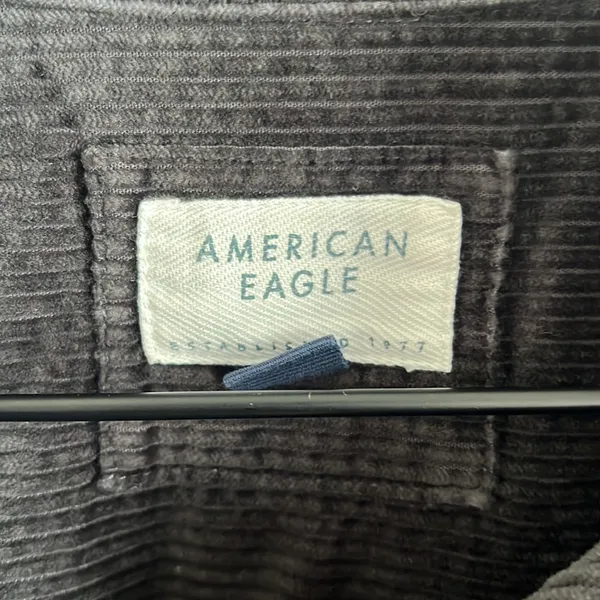 American Eagle Corduroy Shacket Dark Gray Ribbed Front Button Cotton XS - Image 3