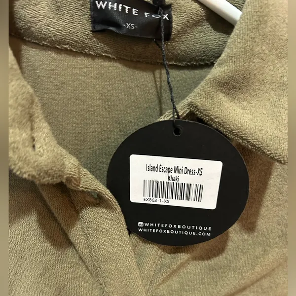White Fox Island Escape Mini Dress khaki XS - Image 4