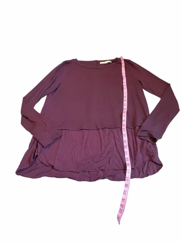 LOFT wine colored mixed media top - Image 2