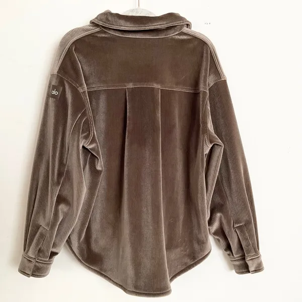 Alo Yoga Ribbed Velour Mountain Side Shacket Macchiato S - Image 5