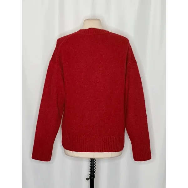J. CREW Relaxed V Neck Pullover Sweater‎ Solid Red Merino Wool Alpaca Medium - Image 7