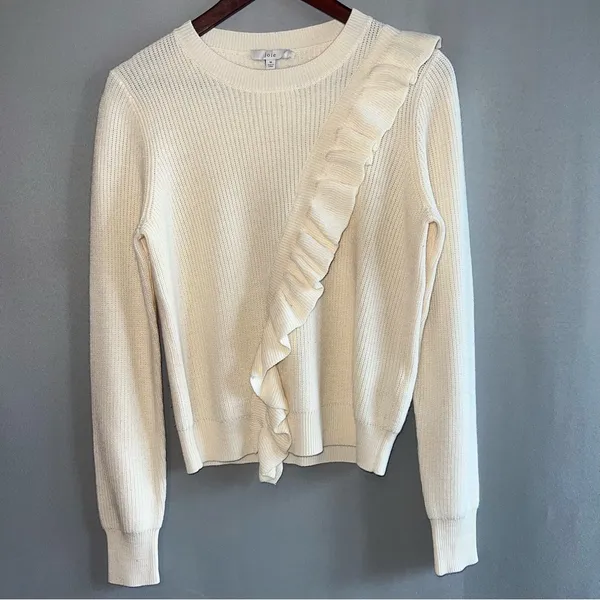 Joie Viviana Ruffle Wool Blend Sweater – Ivory - Image 3