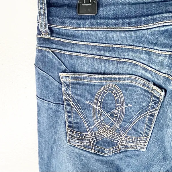 WRANGLER Blue Denim Pockets Distressed Bootcut Jeans 10 Rodeo Cowgirl Festival - Image 11
