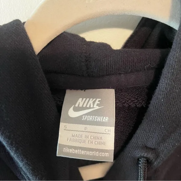 Nike Black Hoodie Small Velour Check - Image 2