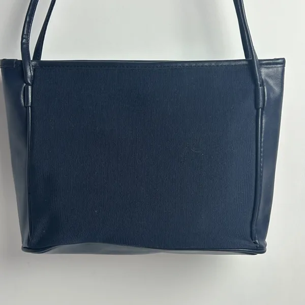 Vintage Esprit Navy Blue Ribbed Fabric Shoulder Bag Y2K 90s Minimalist - Image 3