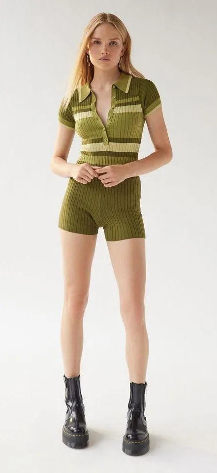 Green Juniper Knit Sweater Romper - Image 2