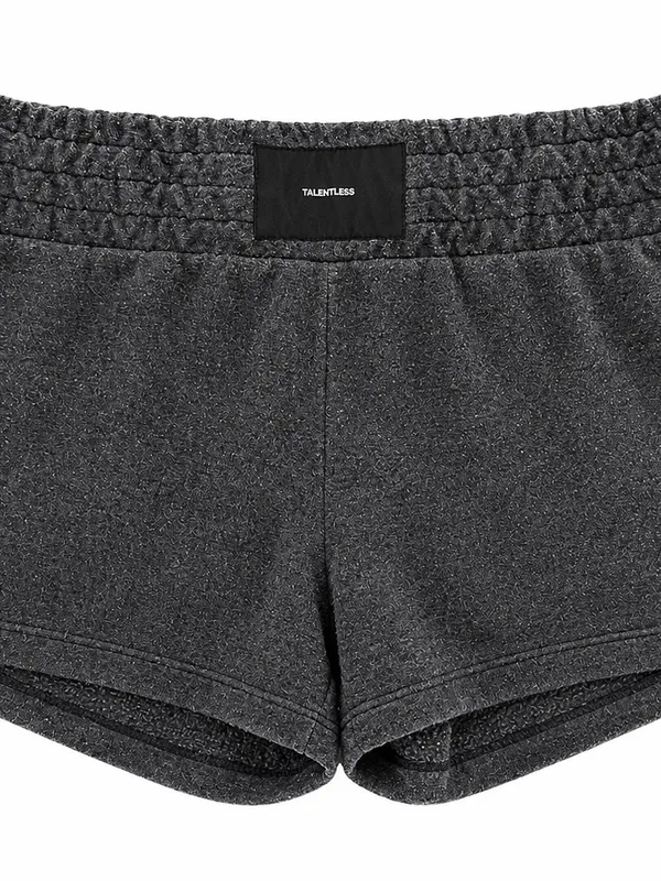 TALENTLESS Women's Charcoal Elastic-Waist Athletic Shorts small - Image 2
