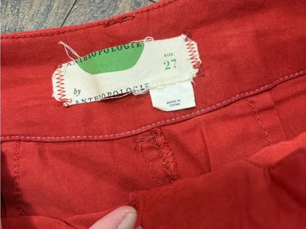 Anthropologie Colette Crop Linen Pants Wide Leg Maeve Raspberry Pink Sz 27 - Image 3