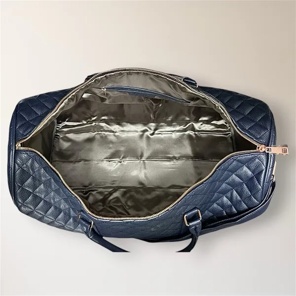 NEW Ms Lovely Navy Quilted Weekender Travel Duffel‎ Bag 22" Rose Gold Carry On - Image 8