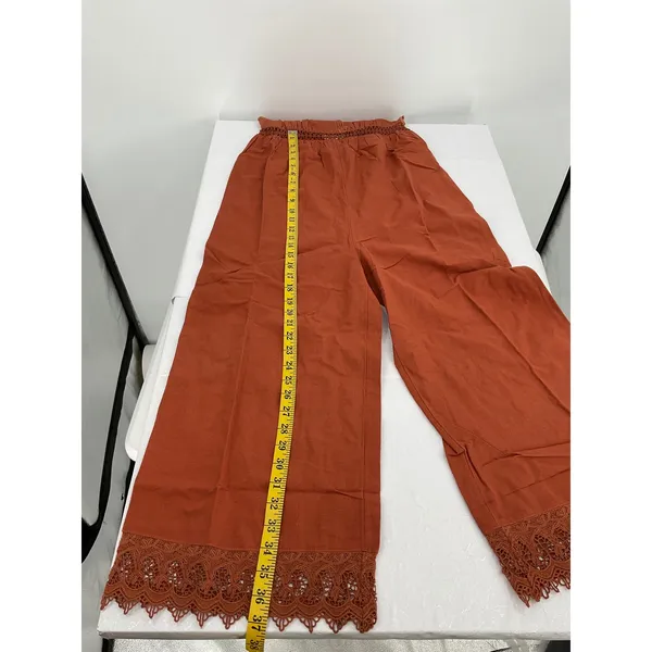 Billabong Lace and Lies Spiced Coral Crochet Trim Wide Leg Jumpsuit‎ Small NEW - Image 13