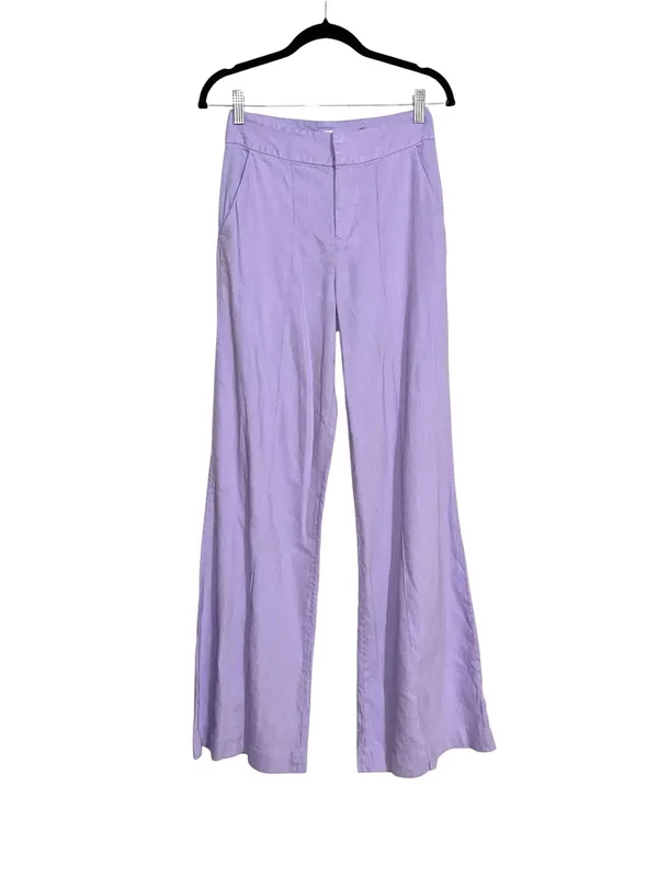 Alice + Olivia Dylan Linen Blend High Waist Wide Leg Purple Pants 0 in Solstice - Image 5