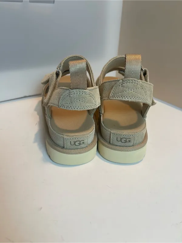 UGG Goldenstar Suede Platform Strap Sandals Sand Size US 8 EU 39 - Image 2
