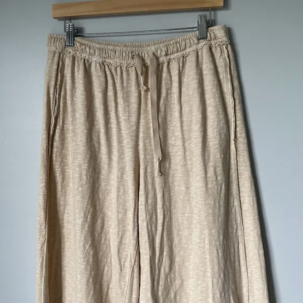 Aerie Wide Leg Relaxed Fit Lounge Sweatpants High-Waist Tan Beige Womens Medium - Image 3