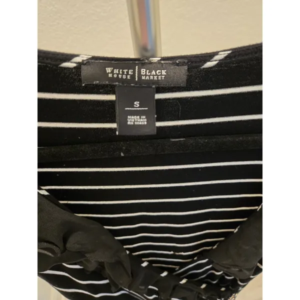 White House Black Market Top Small Womens S Striped Ruffle Wrap Sleeveless Y2K - Image 3