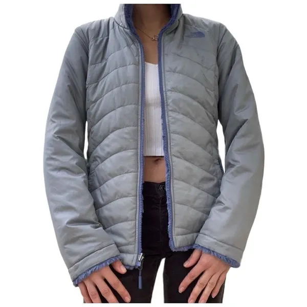 The North Face blue gray mossbud swirl reversible jacket top women’s M - Image 10