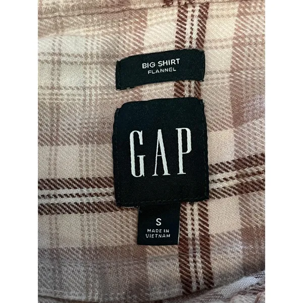 Gap Big Shirt Flannel Shirt Women's Small Yellow Plaid Button Front Casual y2k - Image 6