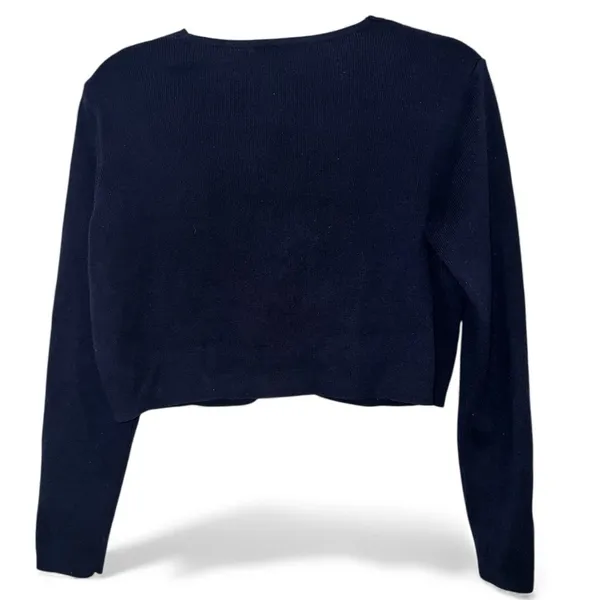 Brandy Melville Cropped Navy Button-Up Cardigan – One Size – EUC - Image 3