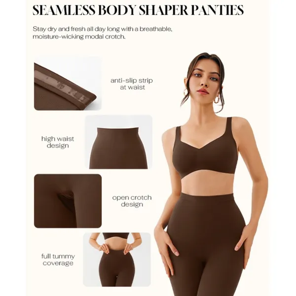 Womens High Waist Seamless Body Shaper Shorts Tummy Control Butt Lift Pink Large - Image 7