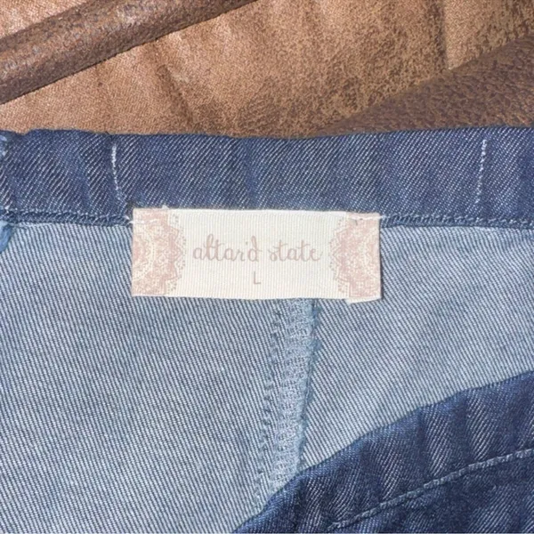 Alter’d State Denim Mini Skirt A-Line Frayed Hem Blue L NWOT - Image 7