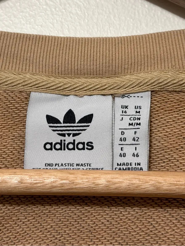 Adidas Crewneck Leopard Animal Print Sweatshirt Beige Pink Size Medium Cheetah - Image 3