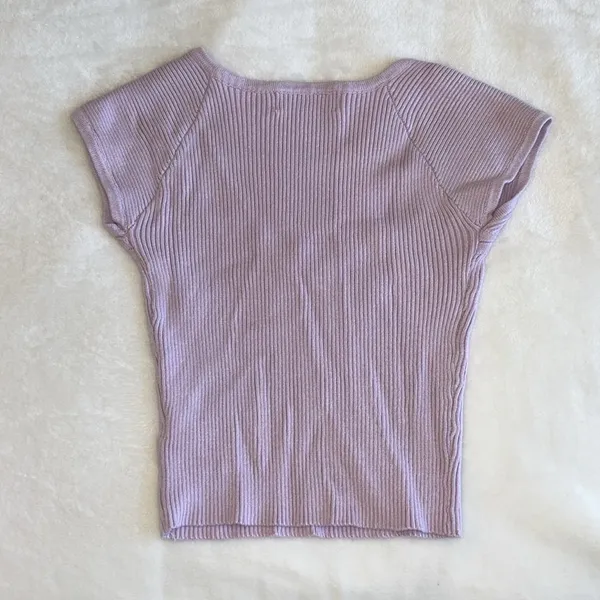 Light Purple Knit Short Sleeve Top - Image 3