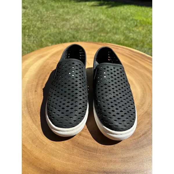 Steve Madden Zeena Womens 6.5 Black Perforated Slip On Sneakers White Sole - Image 3