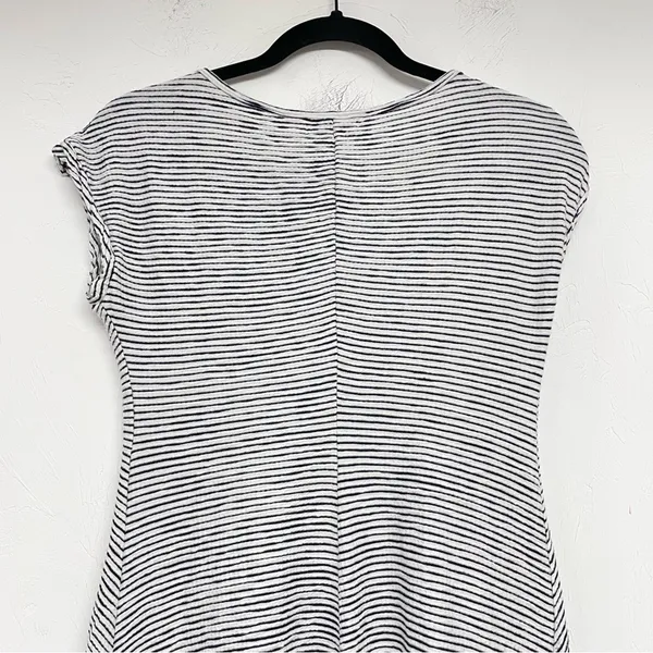 Max Studio Black & White Striped Short Sleeve Ruched Mini Dress Womens S Artsy - Image 9