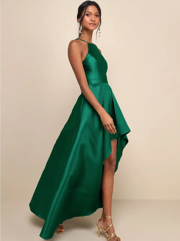 Lulus Broadway Show Emerald Green High-Low Gown Size Small NWT - Image 3
