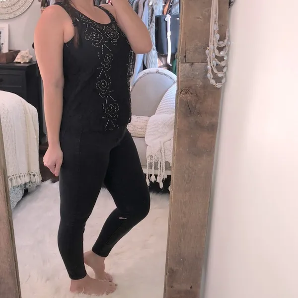 Day trip size medium black embroidered top - Image 3
