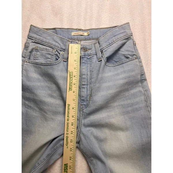 Levi's High Waisted Taper Jeans Women 28 Light Blue‎ Stretch Denim Classic - Image 4