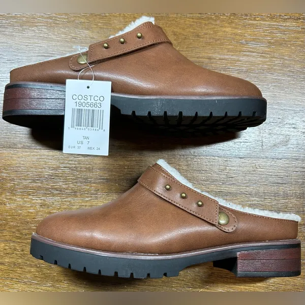Kensie Size 7 Wrylie Tan Lined Metallic Stud Detailing Clogs - Image 2