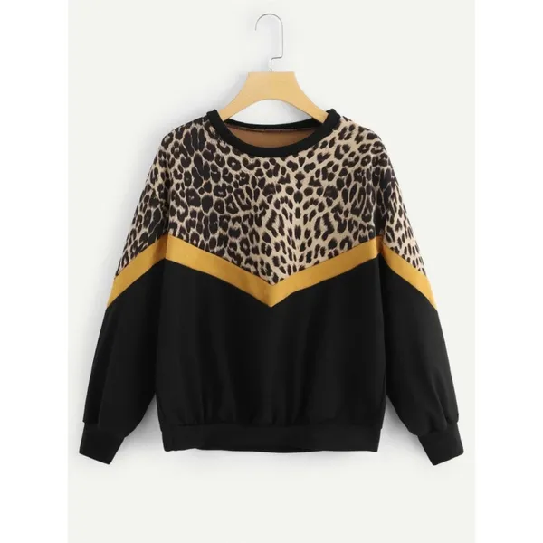 SheIn Color Block Leopard Panel Drop Shoulder Sweater 2XL - Image 11