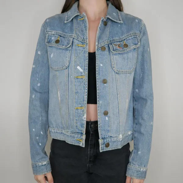 Vintage 90s American Living Paint Splatter Denim Jacket - Image 3