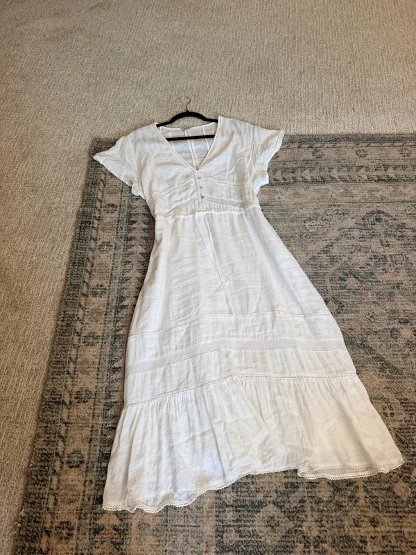 Rails white flowy tiered short sleeve cotton midi dress L. - Image 5
