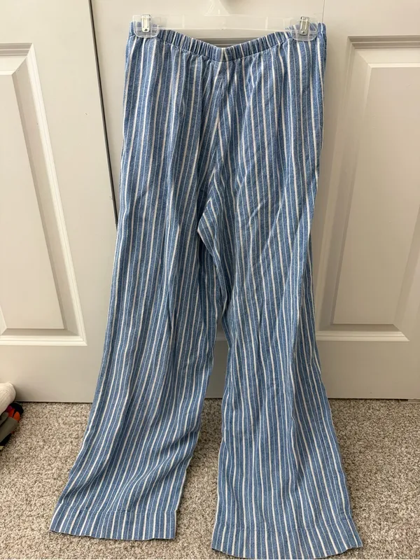 A New Day Poplin Straight Leg Pull-On Pants Linen-Blend Wide Leg - Image 5