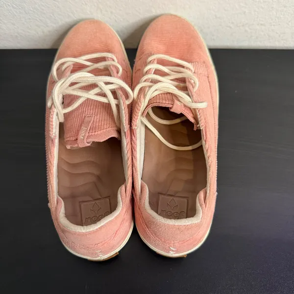 Reef‎ Pastel Pink Corduroy Lace Up Sneakers Size 8 Beachy BOHO Retro Skater - Image 6