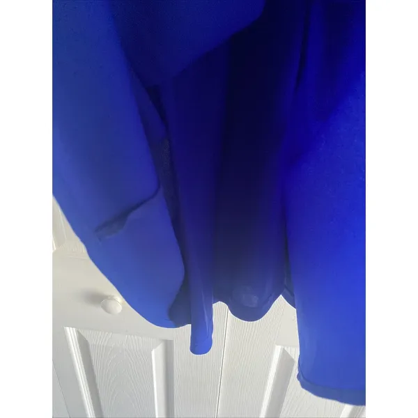 Royal Blue Lace Halter Mini Dress Womens Size M Fit Flare Cocktail Party Y2K - Image 4