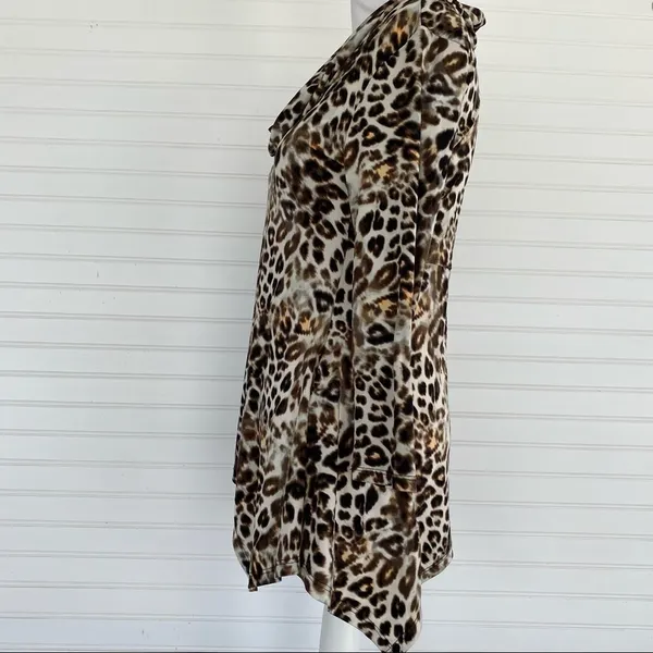 Animal print Tunic‎ Blouse Size Small CHAUS Brown - Image 2