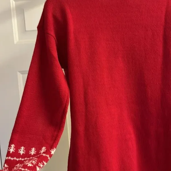 United States Sweater Red Christmas Crewneck Sweater with Reindeer & Bells-Small - Image 10