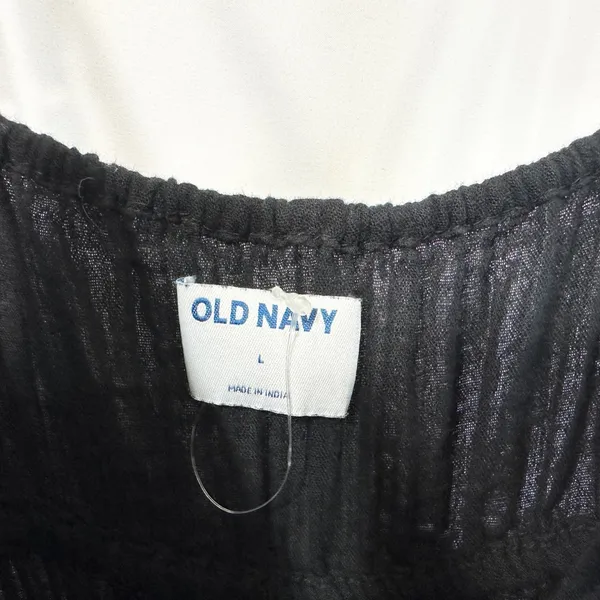 Old Navy Large Midi‎ Dress Black Cotton Gauze Smocked Tiered Pockets Witchy 1175 - Image 8