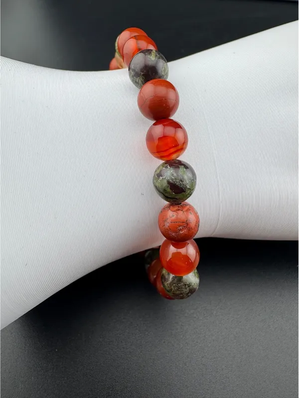 Zodiac Aries Gemstone Bracelet - Carnelian-Bloodstone-Jasper - Image 4