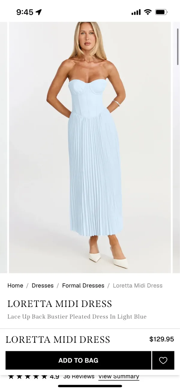 New Showpo Loretta Midi Dress Lace Up Back Bustier Pleated Dress MSRP $129 - Image 2